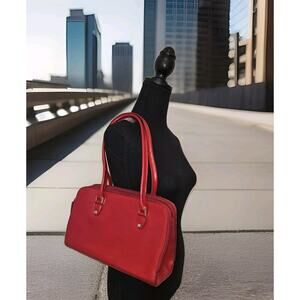 M. London Red Leather Handbag 11x7.5x4
